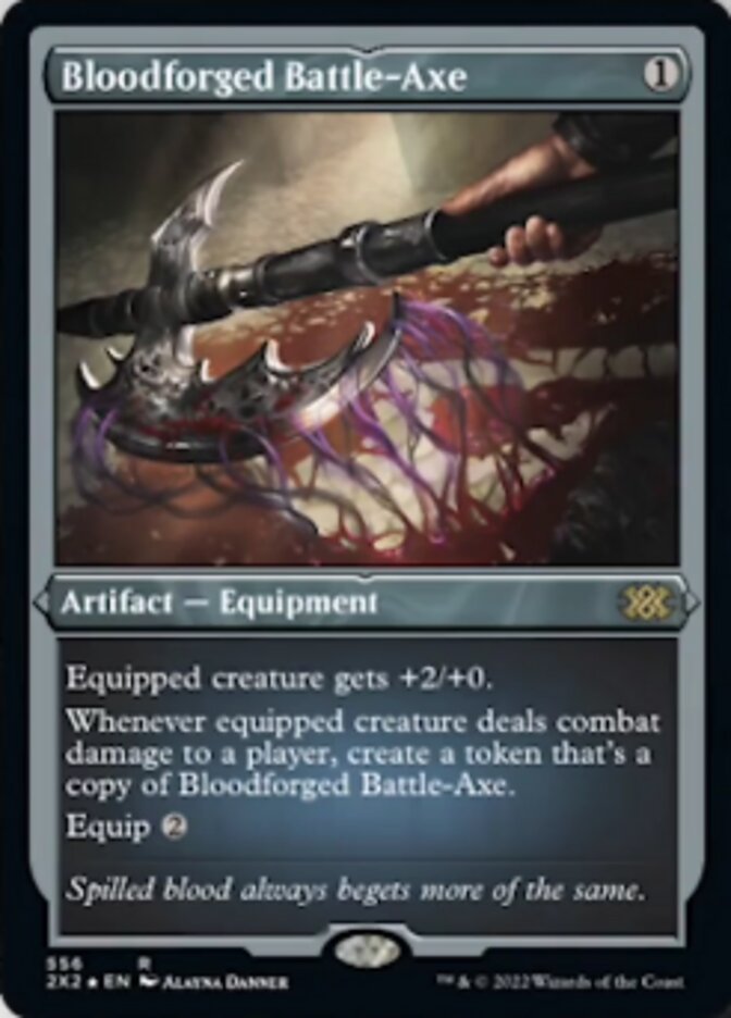 Bloodforged Battle-Axe (Foil Etched) [Double Masters 2022] | Spectrum Games