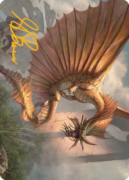 Ancient Gold Dragon Art Card (28) (Gold-Stamped Signature) [Commander Legends: Battle for Baldur's Gate Art Series] | Spectrum Games