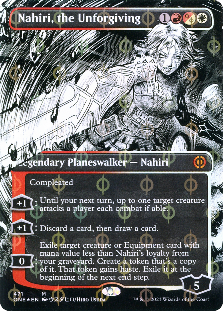 Nahiri, the Unforgiving (Borderless Manga Step-and-Compleat Foil) [Phyrexia: All Will Be One] | Spectrum Games