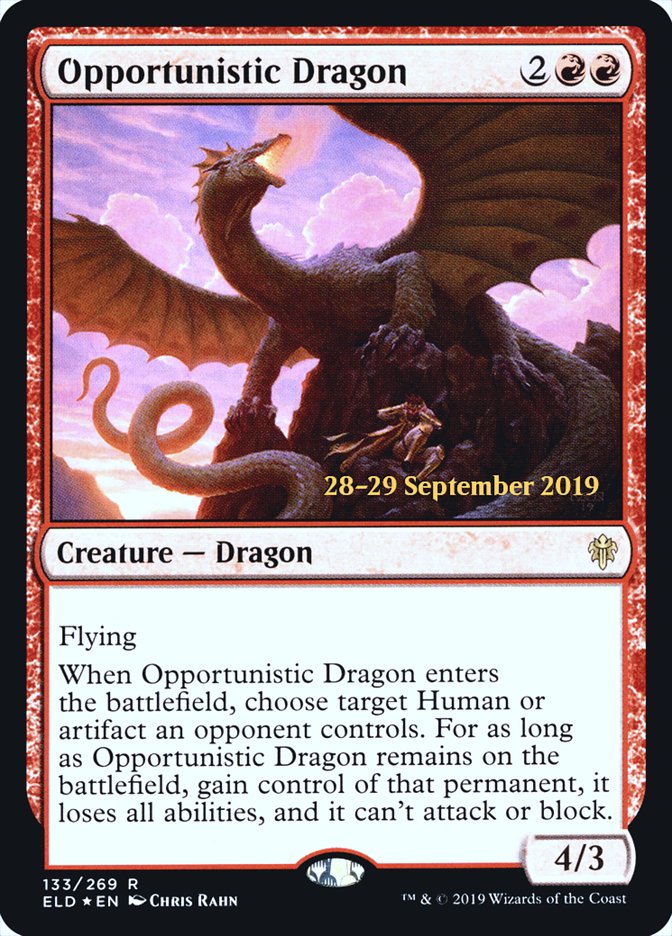 Opportunistic Dragon  [Throne of Eldraine Prerelease Promos] | Spectrum Games