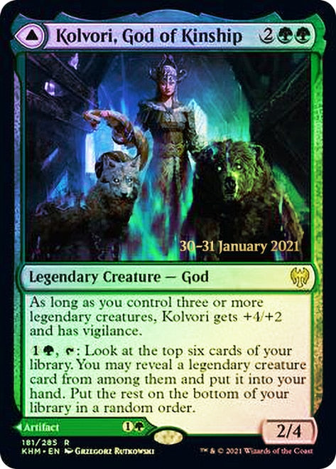 Kolvori, God of Kinship // The Ringhart Crest   [Kaldheim Prerelease Promos] | Spectrum Games
